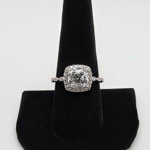 3.5 ctw Genuine Moissanite Halo. 925 Sz 9